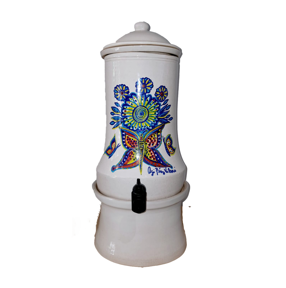 Purificador artesanal de cerámica con filtro de cerámica y carbón - Pintados por la artista Ago Paez Vilaro