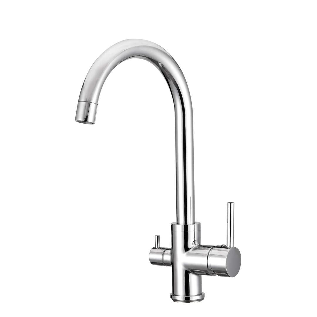 Grifo de 3 vías curvo para purificador bajo mesada