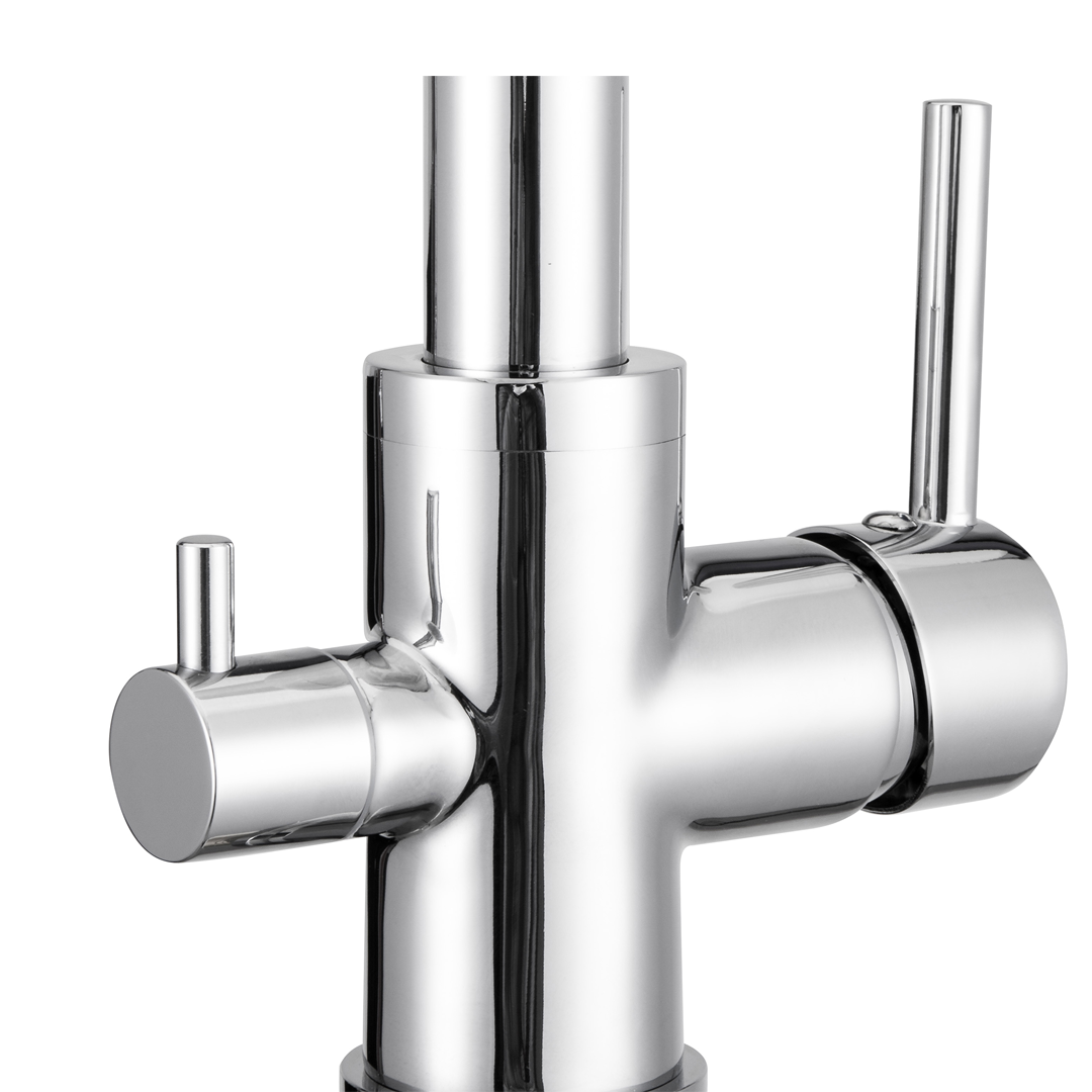 Grifo de 3 vías curvo para purificador bajo mesada