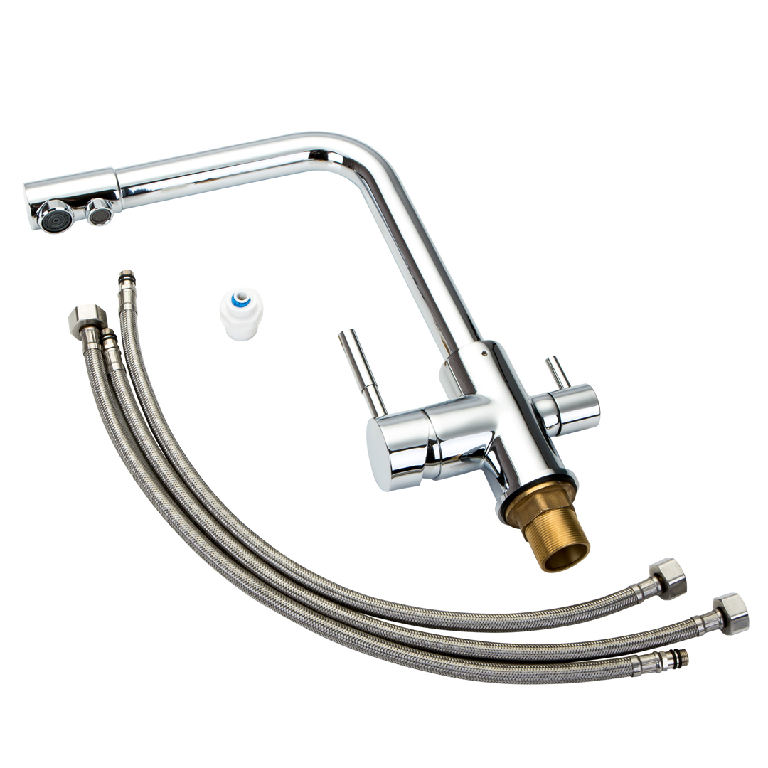 Grifo de 3 vías recto para purificador bajo mesada