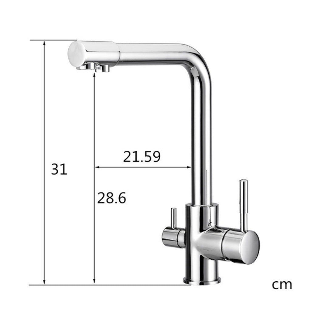 Grifo de 3 vías recto para purificador bajo mesada
